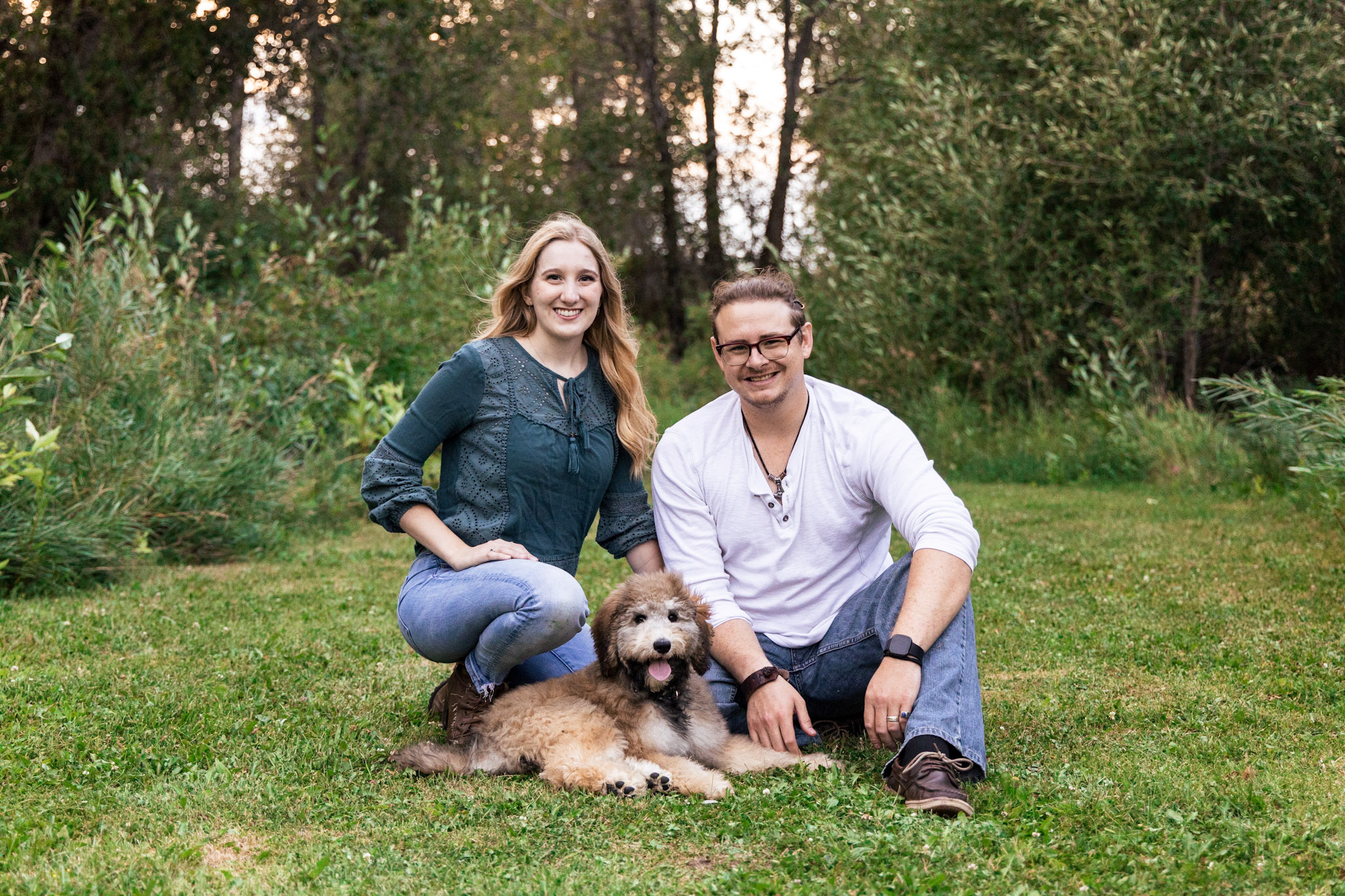 Family portrait with dog