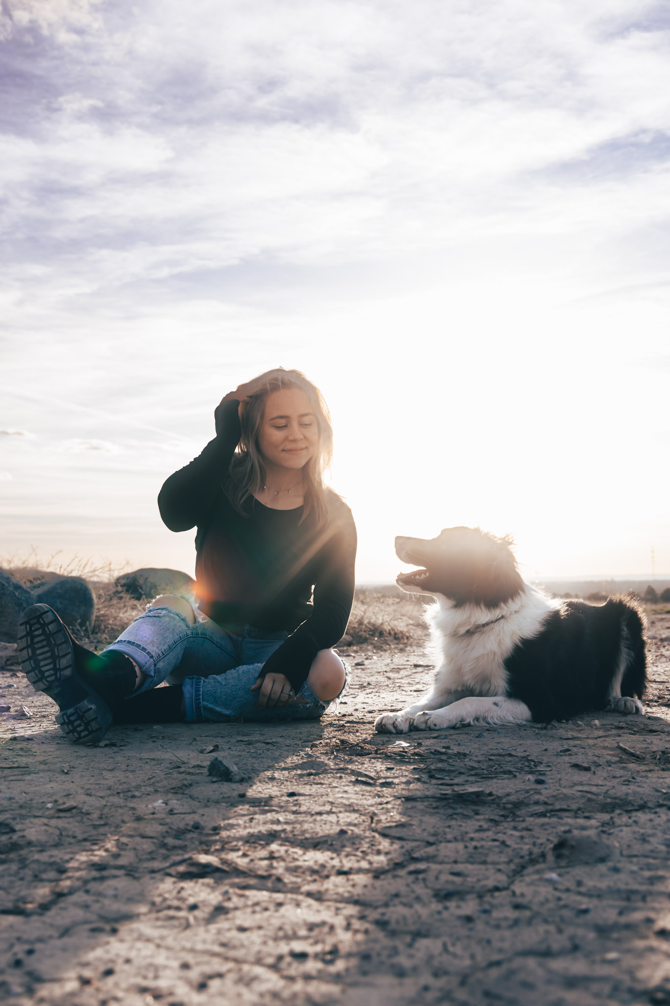 Portrait of woman with her dog