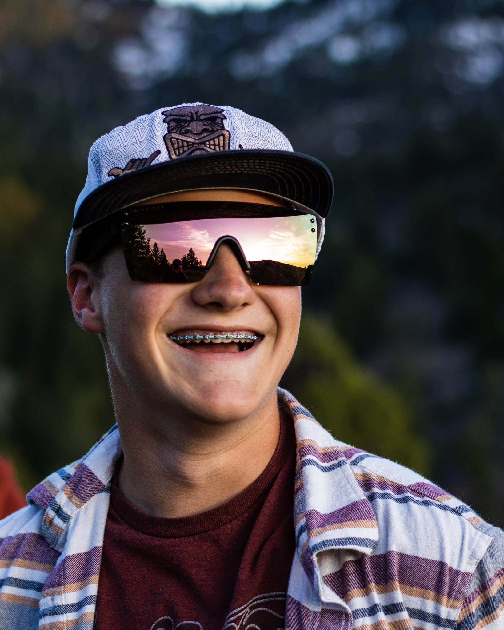 Portrait with sunglasses and sunset