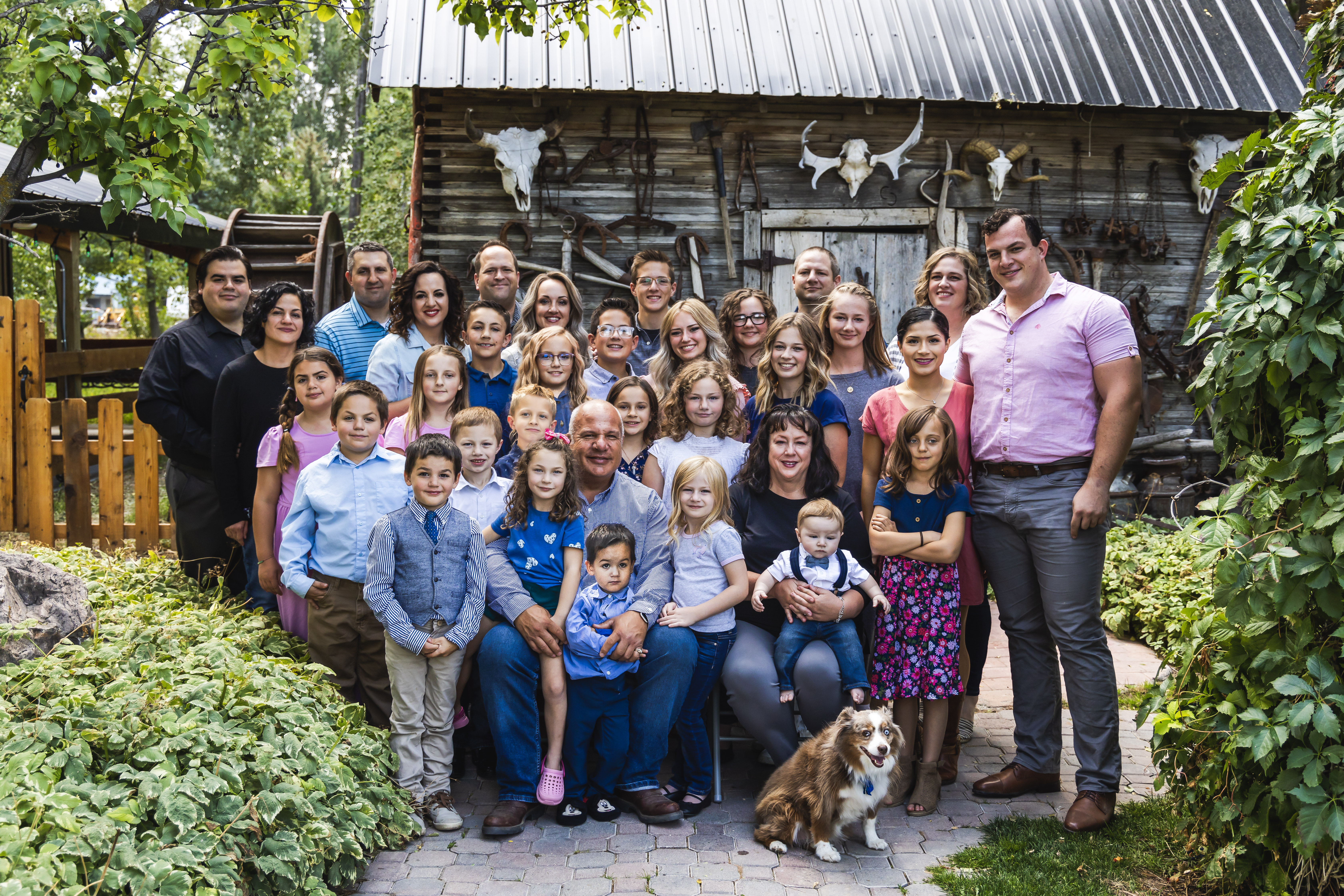 Family portrait with dog