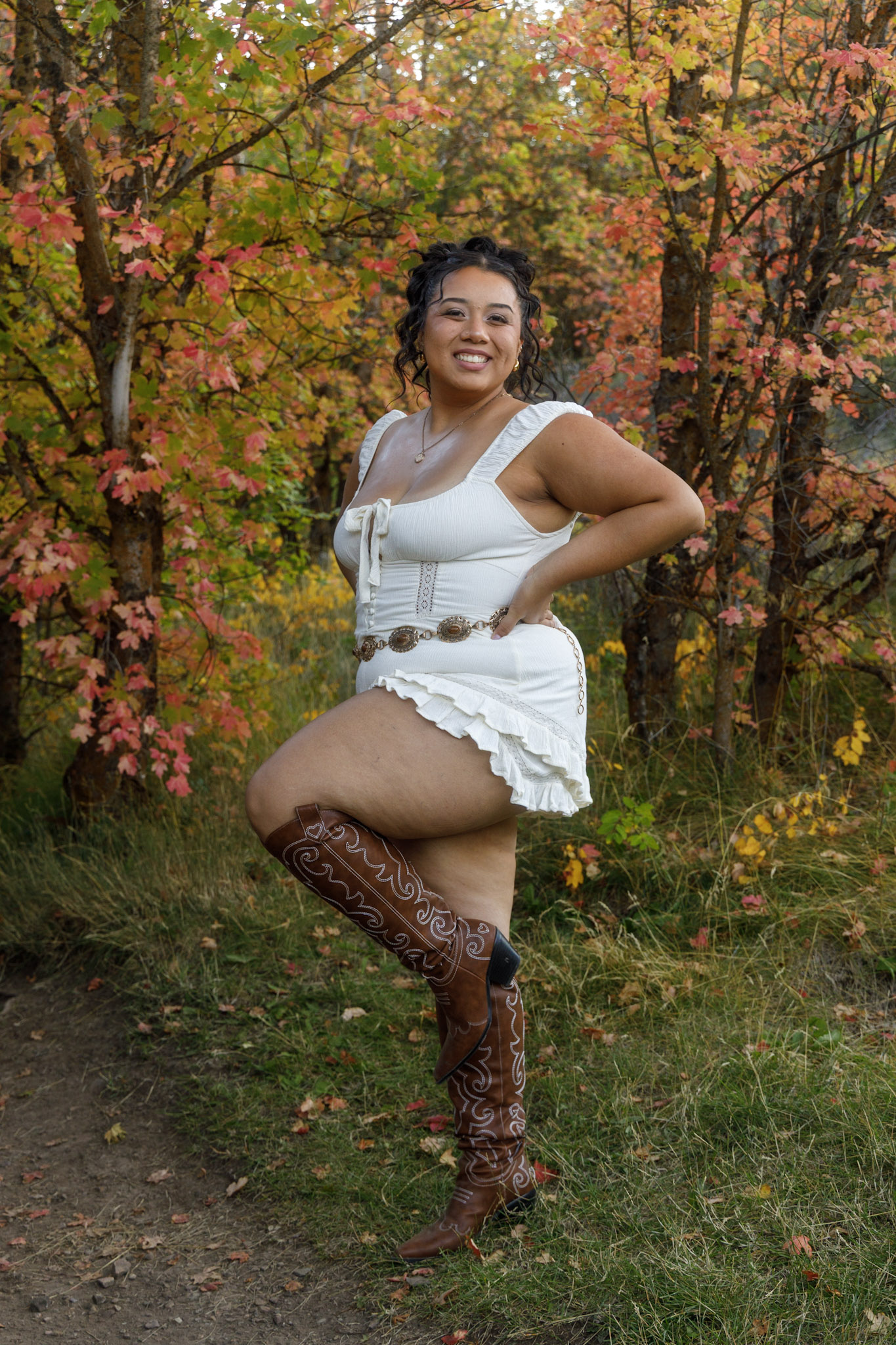 Portrait in a forest during fall