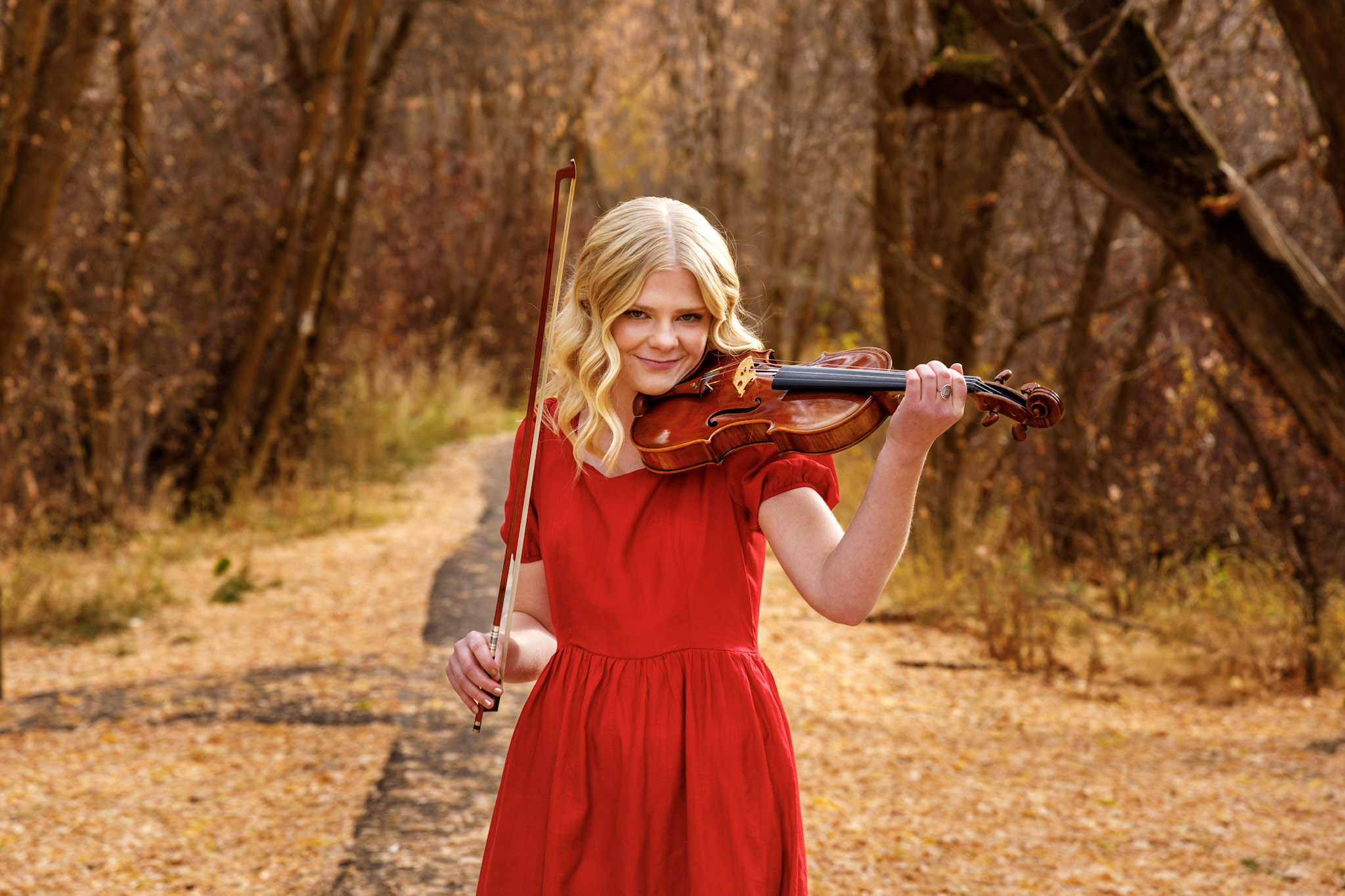 Senior photo, with instrument